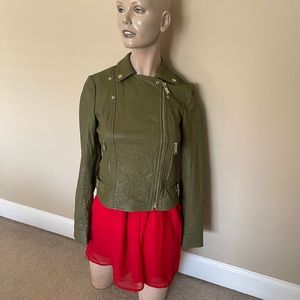 NWT Michael Kors Leather Moto Jacket Gold Hardware